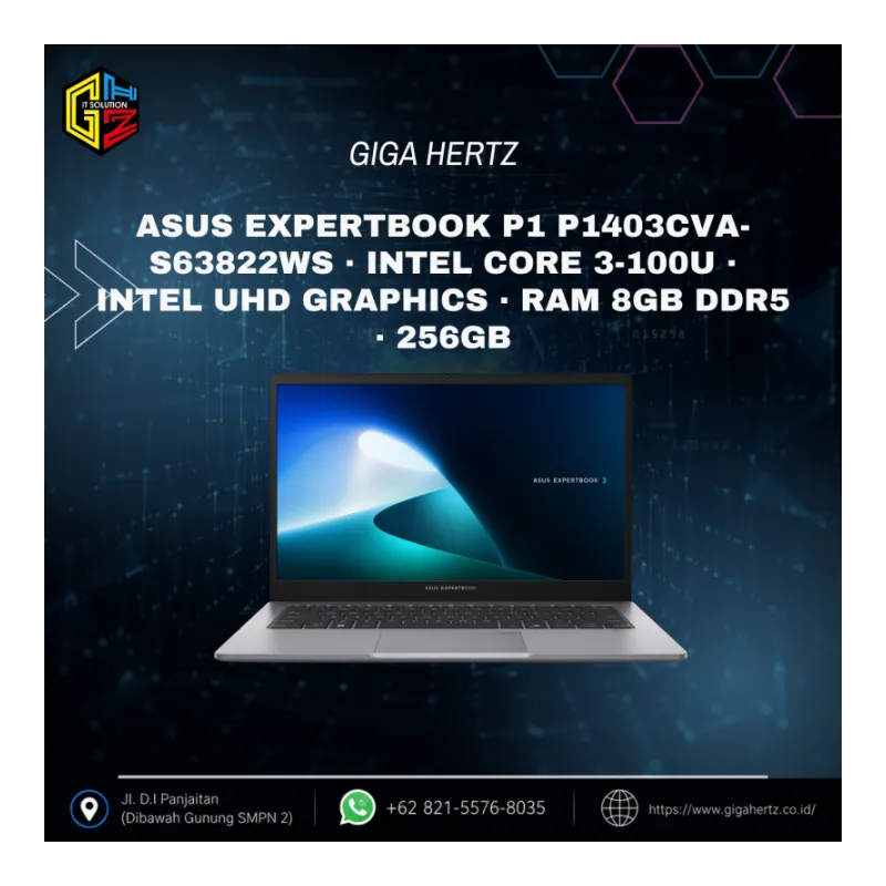 Asus Expertbook P1 P1403CVA-S63822WS · Intel Core 3-100U · Intel UHD Graphics · RAM 8GB DDR5 · 256GB