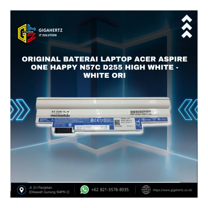 ORIGINAL Baterai Laptop Acer Aspire One Happy N57C D255 HIGH WHITE - WHITE ORI