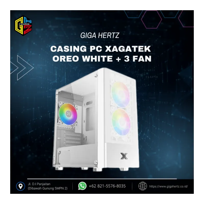 CASING PC XAGATEK OREO WHITE + 3 FAN