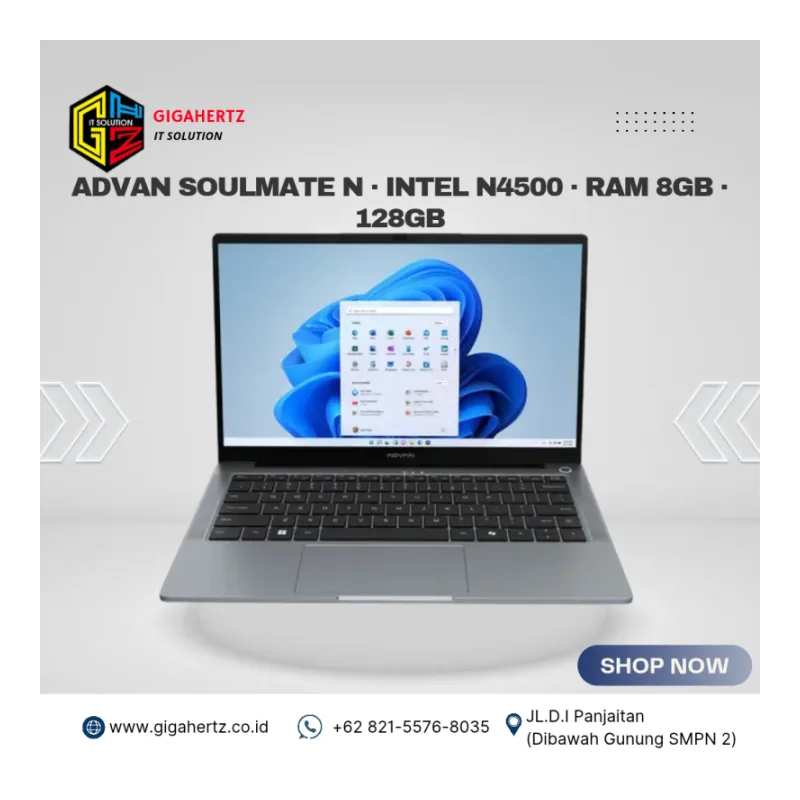 Advan Soulmate N · intel n4500 · RAM 8GB · 128GB