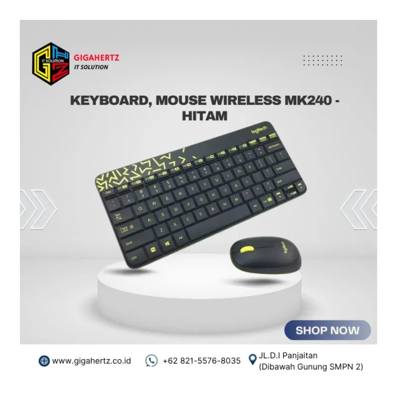 KEYBOARD, MOUSE WIRELESS MK240 -  Hitam