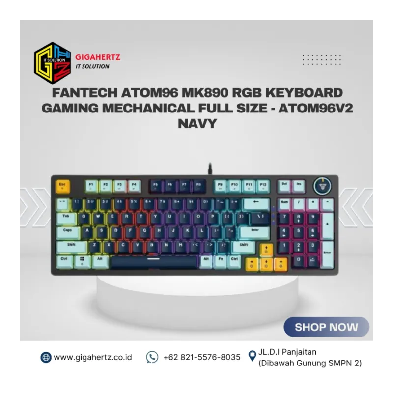 Fantech ATOM96 MK890 RGB Keyboard Gaming Mechanical Full Size - ATOM96V2 NAVY