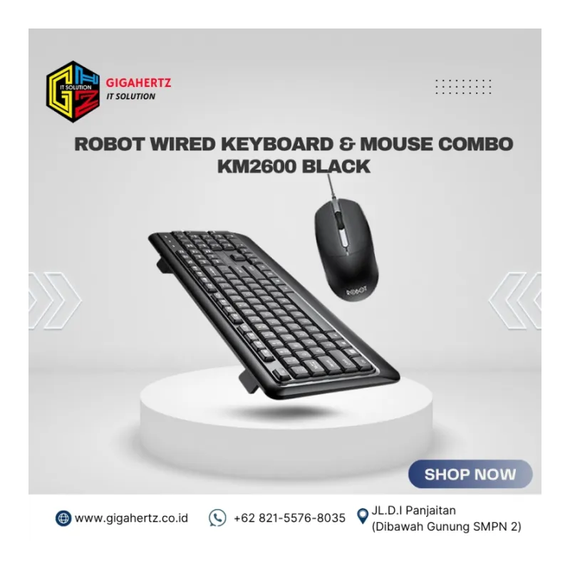 ROBOT WIRED KEYBOARD & MOUSE COMBO KM2600 BLACK